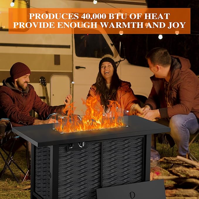 Shintenchi Propane Fire Pits 43″ Outdoor Gas Fire Pit, 50,000 BTU Rectangle Gas Fire Pit Table with Lava Rocks, 2-in-1 Fire Table with Removable Lid, CSA-Certified for Outside Patio,Parties,Backyard