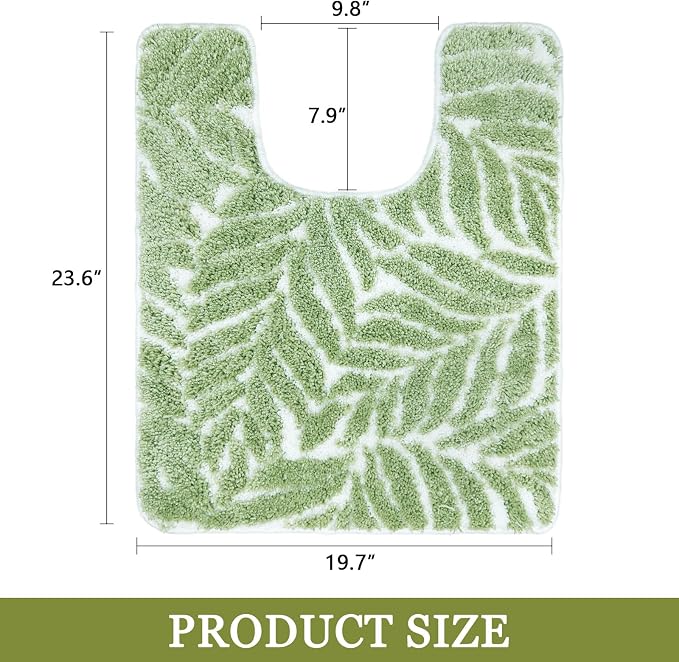 Sage Green Toilet Rug U Shaped Washable Mat for Bathroom Floor 24x20 Non Slip Washable Bathroom Rugs Around Toilet Rug Bath Mat