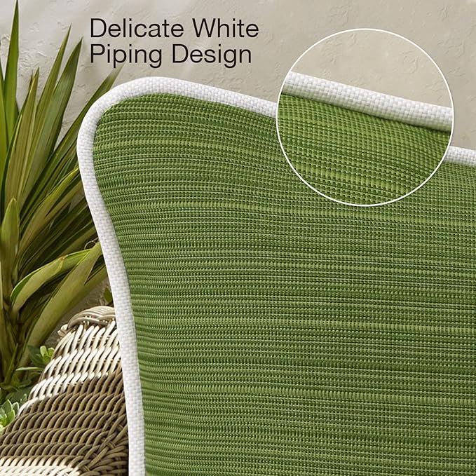 Unimatta Decorative Outdoor Water Repellent Throw Pillows with Inserts, Set of 4, 20" x12" Pillows for Patio, Backyard, Bed, Couch, and Patio Furniture, Lawn Green