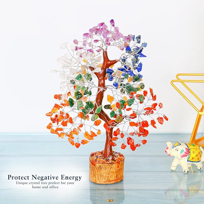 YATHABI Seven Chakra Crystal Tree for Positive Energy - Feng Shui Tree of Life Decor - Good Luck Gifts - Crystals and Stones - Spiritual Items - Housewarming Gifts for Women