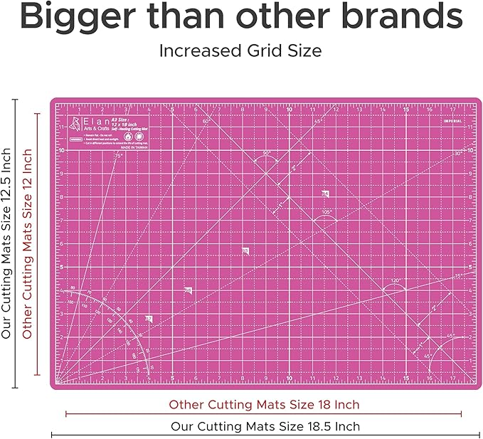 Elan Cutting Mat A3 Pink & Purple, Self Healing Cutting Mat 12x18 Inch, 5-Ply Craft Board Pink, Hobby Board for Crafts 12x18 Inch