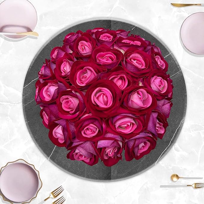 FagusHome 30 Pcs Silk Rose Artificial Flowers Roses Bulk Bouquet Fake Flowers Rose Heads with Stems for Home Wedding Decor (Red Pink)