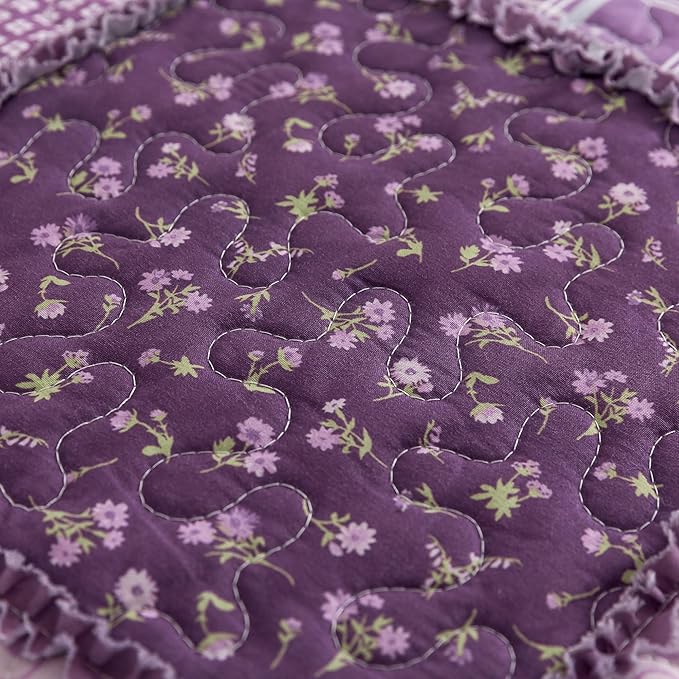 HoneiLife Queen Quilt Bedding Sets - Floral Quilt Bedding Sets 3-Piece 90x96, Reversible Bedspreads Patchwork Coverlet Nostalgic Bedding Set All Season Quilts