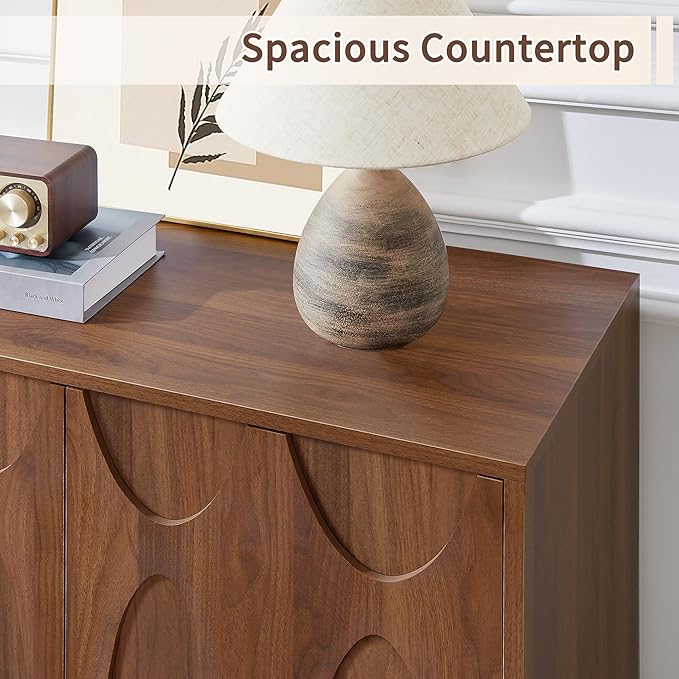Bifins Sideboard Buffet Cabinet with Storage, 31.5” Mid Century Modern Storage Cabinet with Adjustable Shelf and 2 Doors for Dining Room, Living Room,Entry