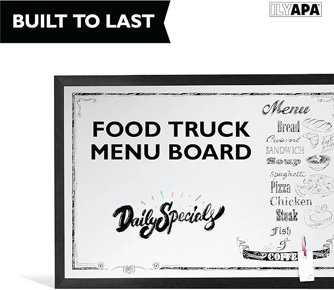 Ilyapa Extra Large Dry Erase Board for Wall - Wood Framed Magnetic White Board - 24 x 36 Inches Decorative Wall Hanging Menu Whiteboard - Black
