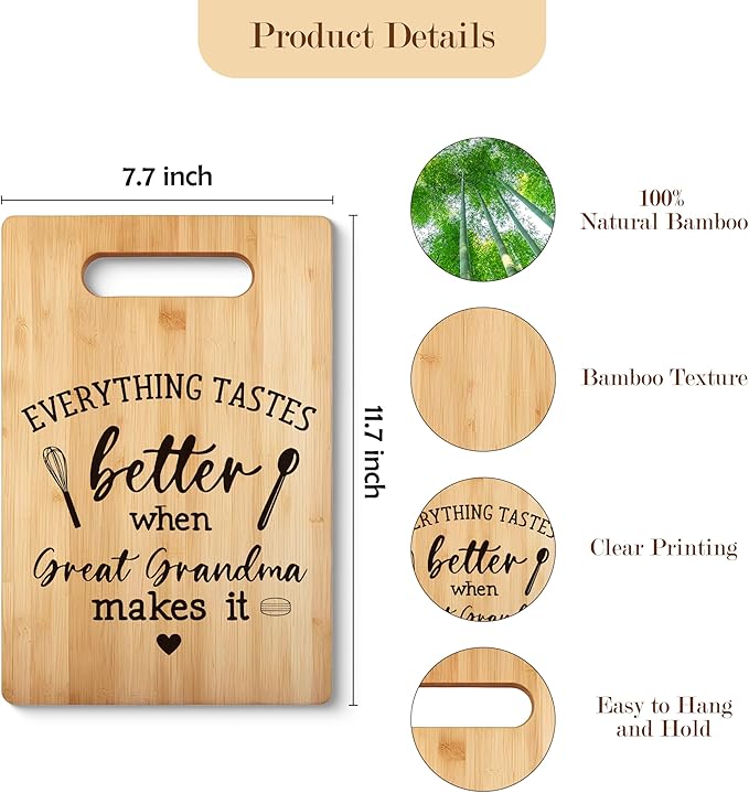 Great Grandma Gifts Cutting Board, Mother's Day Kitchen Gifts for Mom from Daughters Sons Kids, Great Grandma Decorative Bamboo Cutting Board For Kitchen