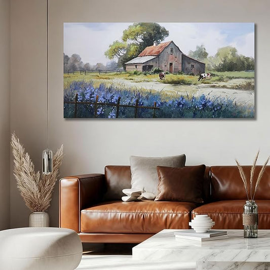 Ardemy Farmhouse Canvas Wall Art for Living Room Rustic Barn Farm Cow Pictures Paintings Wall Decor Vintage Country Artwork Bedroom Bathroom Dining Room Office Decoration, 40"x20"