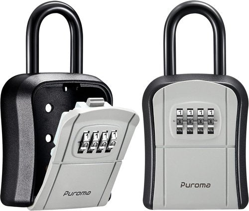 Puroma Key Lock Box - Portable Wall-Mounted Combination Safe for House Keys | 2-Pack, Gray
