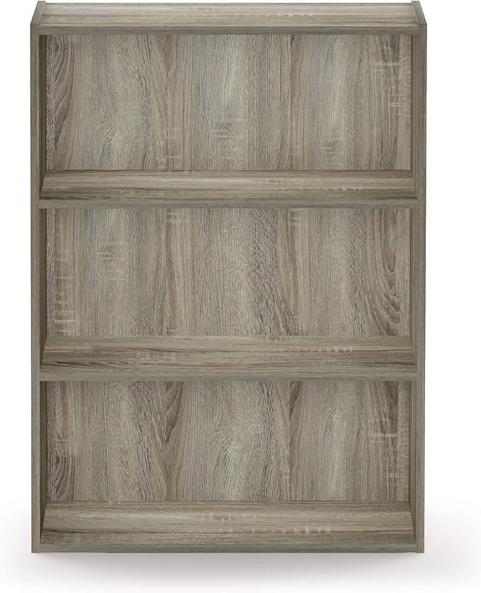 Furinno PASIR Book Shelf, 3-Tier Bookshelf, Storage Shelves Bookcase, 9.7 x 23.7 x 31.5, for Living Room, Bedroom, Home Office, Sonoma Oak