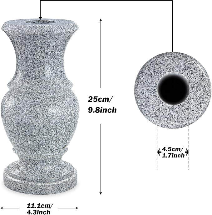 Cemetery Vase, Memorial Flower Vases Flowers Holders with Draining Holes for Home Tabletop, Cemetery Flowers, Memorial Grave Headstone Decorations (2Pcs, 9.8 inches)