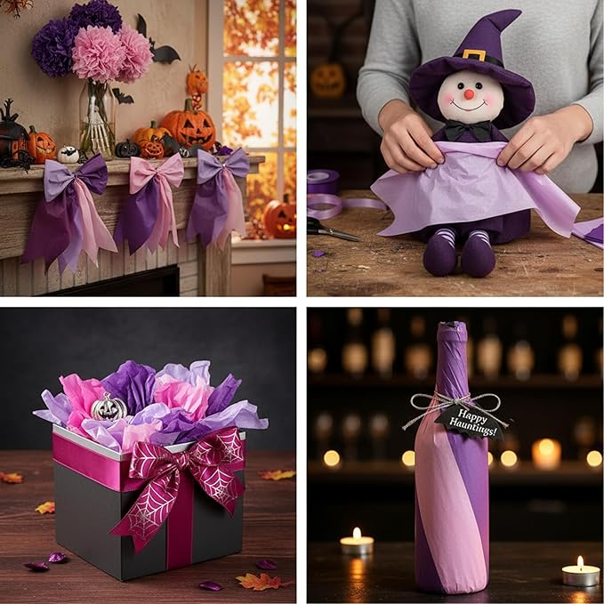 Qilery 500 Sheets Lavender Purple Tissue Paper Bulk for Gift Bags Flower Wrapping 15 x 20 Inch Acid Free Packaging Lavender Paper Sheets for Christmas Decoration DIY Crafts, Wedding, Party, Shipping