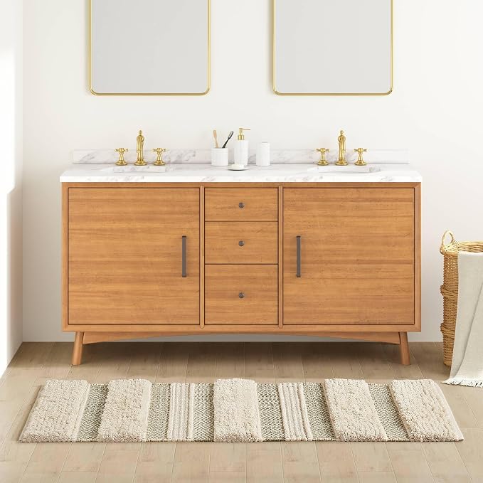 Ink+Ivy Bath Rug Hand-Woven Texture Shaggy Striped Soft & Water Absorbent, Boho Bathroom Décor Bath-Mats, Non-Slip Absorbent Quick Dry Mats for Tub, Shower Room, Asher, 22x58, Sage Green 1 Piece