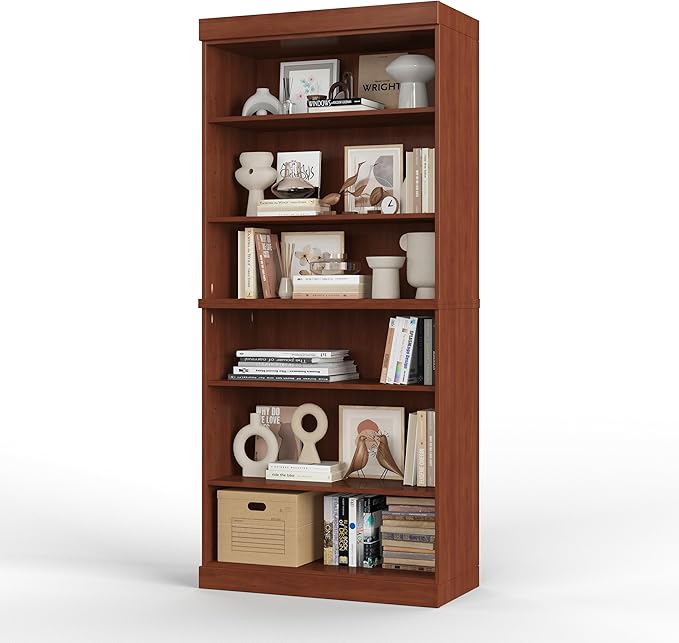 Palace Imports Solid Wood Bookcase – Stackable Modular 6-Tier Bookshelf - 71.5" Tall x 32" Wide – Mocha, Open Display Shelf for Living Room, Office, Renewable 100% Eco-Friendly Wood, Made in Brazil