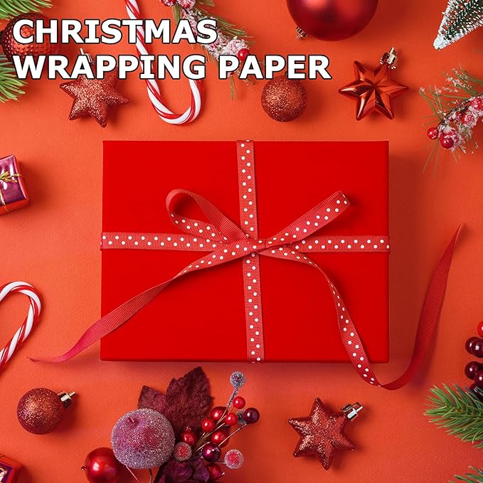 Vanhench 24"x1500" (125') Red Wrapping Paper, Solid Color Art Kraft Craft Paper for Mother's Day Gifts Bouquet Flower Crafts Packing Poster, Red Poster Bulletin Board Paper