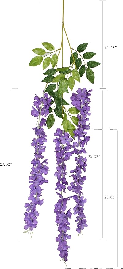 Duovlo 12 Piece Artificial Silk Wisteria Vine 3.6 Feet Ratta Hanging Flower Garland String Home Party Wedding Decor(Purple)