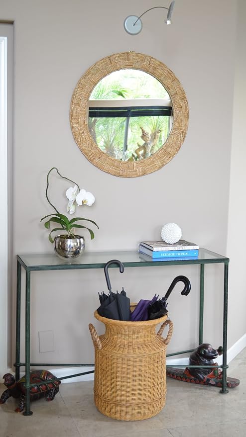 KOUBOO Round Rope Wall Mirror, Chequered, Beige/Natural