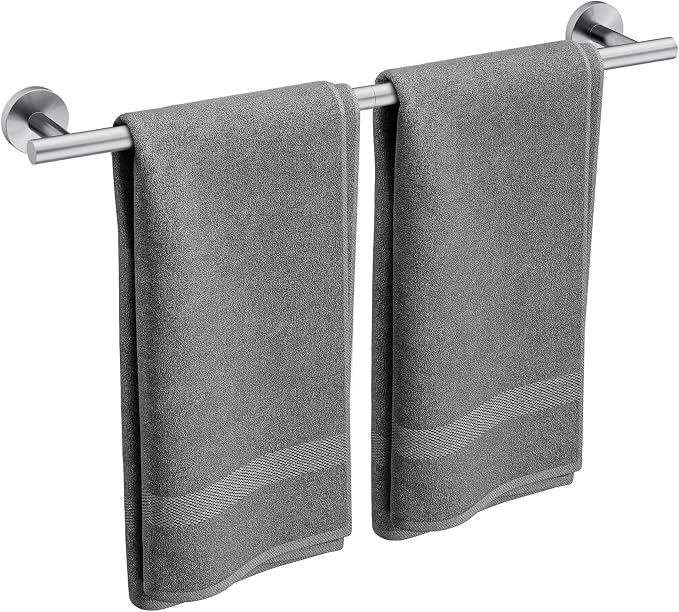 Brushed Nickel Towel Bar, 24 Inch Bathroom Towel Rack, Towel Holder Wall Mounted, Thicken SUS304 Stainless Steel Towel Rod Modern Home Decor (Total Length 26 Inch)