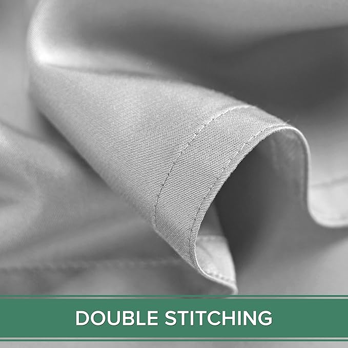 Pure Bamboo Split King Sheets, Genuine 100% Organic Viscose Derived from Bamboo Bed Sheet Set, Soft & Cooling, Double Stitching, 2 Fitted Sheets (Split King, Silver Pearl)