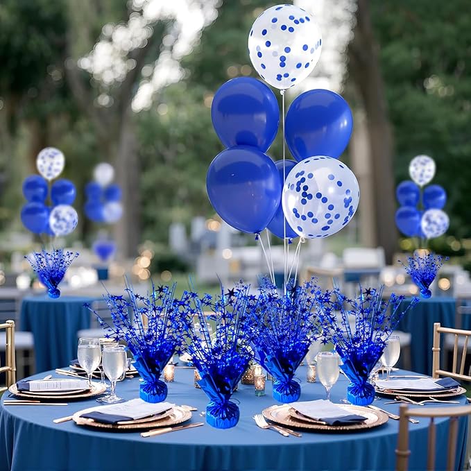 12 Pack Metallic Foil Spray Centerpiece Star Table Decoration Burst Table Centerpieces for Birthday New Years Nye Wedding Anniversary Graduation Holiday Party Supplies Decor, Navy Blue