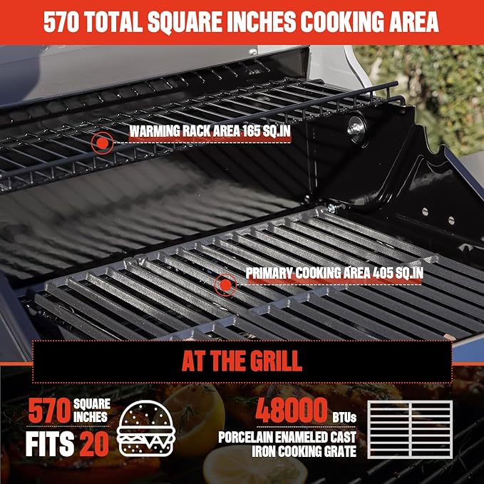 Monument Grills 3+1 Outdoor Barbecue Stainless Steel Propane Gas Grill, 3 Burners & 1 Side Burner 48,000 BTU Patio Garden Grill with Knob Controls, Mesa325, Black