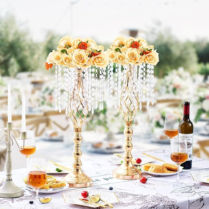 VEVOR Metal Wedding Centerpiece Gold,Crystal,2PCS 55cm/21.65”