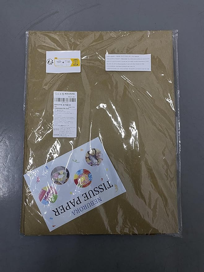 NEBURORA Metallic Gold Tissue Paper - 120 Sheets, 14 x 20 Inches, Bulk Gold Wrap Paper for Gift Bags, Packaging, Floral Filler, Crafts, Christmas, Birthday, Wedding Decor