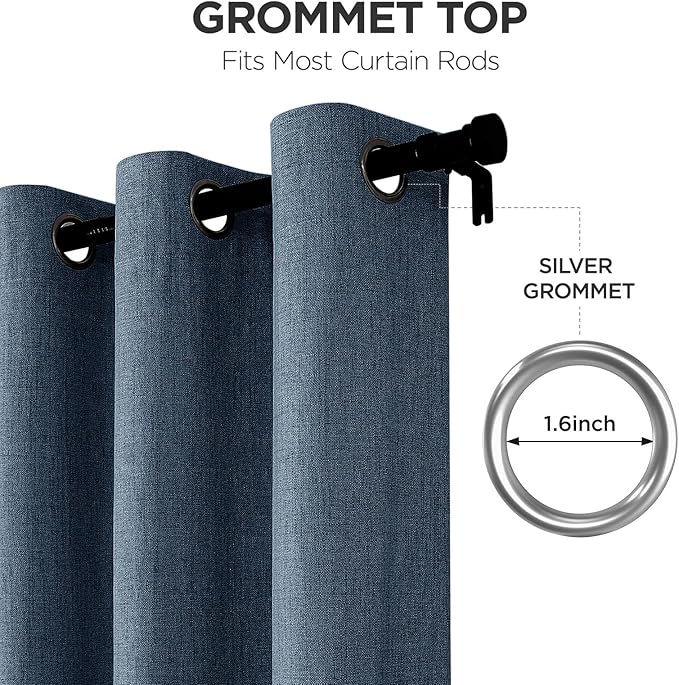 Joydeco Blackout Curtains 95 Inches Long 2 Panels Burg, Room Darkening Curtains for Bedroom, 100% Black Out Textured Thermal Drapes Privacy Protection 2 Panels Set(W52 x L95 Inch, Navy Blue)