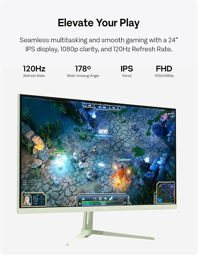 Pixio PX246 Wave Mint Green 24 inch 120Hz Refresh Rate FHD 1080p Resolution IPS Panel 4ms GTG Response Time Gaming Monitor with Adaptive Sync