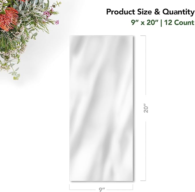 9 x 20 Inch Cellophane Gift Bags (12 Pack) — Clear Tall Wrapping Bags for Wine Bottles, Candles, Party Favors, DIY Gifts, Holiday Packaging (Ribbon & Basket Not Included)