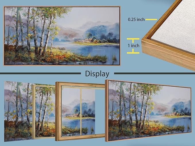 Arjun Framed Forest Picture for Living Room, Wall Art for Bedroom Nature Painting Wall Decor, Office Artwork Home Dining Room Large 40"x20"
