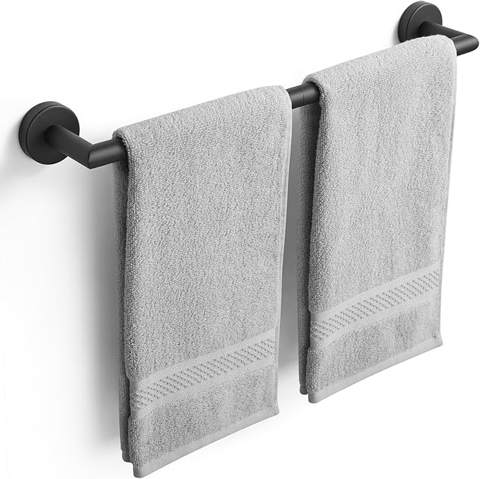 Black Towel Bar 18 Inch Bathroom Towel Racks Wall Mounted Bath Towel Holder Modern Home Decor Towel Rod Bath Towel Hanger Stainless Steel Bathroom Accessories Towel Rail Single Towel Bars Matte Black