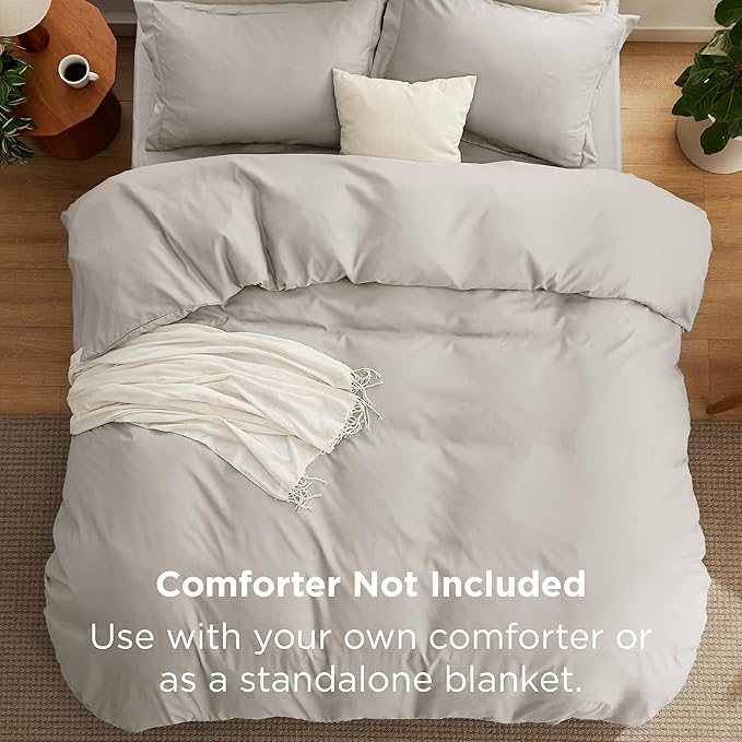 Bedsure Duvet Cover with Fitted Sheet King - Warm Deep Pocket, Hotel Luxury Soft Double Brushed Bedding Set with Zipper Closure, 1 Duvet Cover, 1 Fitted Sheet, 2 Pillow Shams, NO Comforter, Linen
