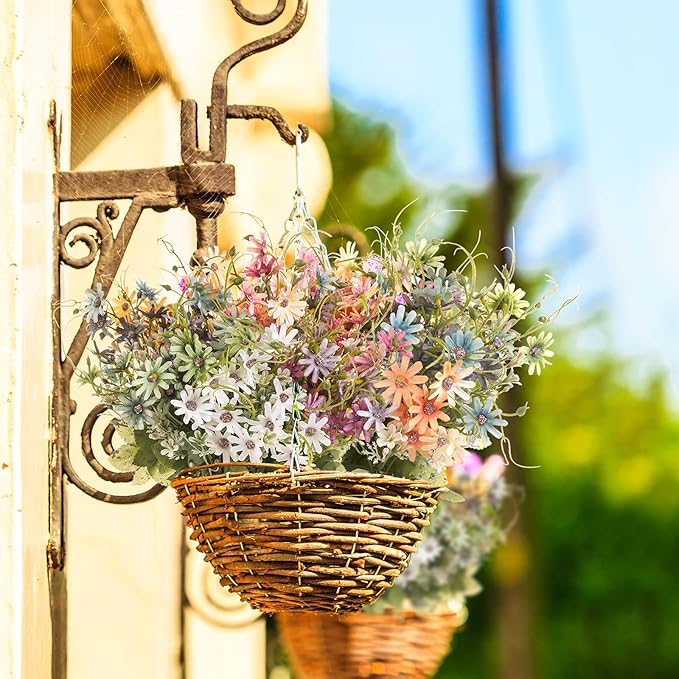 Artificial Flowers Wildflowers Silk Daisy Spring Fake Daisies Decoration Summer UV Resistant Colorful Mixed Bundles Faux Greenery Outdoor Plant Stem Filler for Home Decor Indoor Floral Arrangements