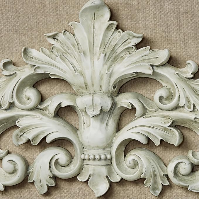 Touch of Class Antique White Wall Topper | Decorative Resin Acanthus Leaf Design | Ornate Vintage Wall Accent for Mirrors, Doorways, or Artwork | Traditional Home Decor | 25 Inch
