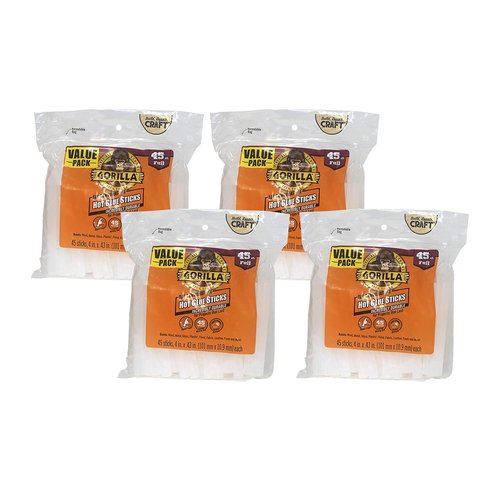 Gorilla Hot Glue Sticks - Clear Full Size 4" Long x 0.43" Diameter | 45 Count Pack - Safe for All Temperatures