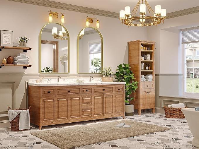 Brightify Arched Mirror, Arched Wall Mirror, 24 x 40 Inch Gold Arch Mirror, Metal Frame Gold Bathroom Mirror, Arched Top Bathroom Vanity Mirror for Living Room Bedroom Mantel Entryway Hallways