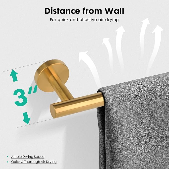 Modern 24 inch Towel Bar Brushed Gold,Stainless Steel Towel Racks for Bathroom Wall Mounted,Bathroom Towel Holder,Home Decor Towel Rod