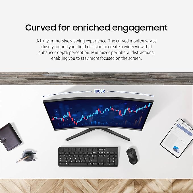 Samsung 32-inch S3 (S39GD) FHD 100Hz Curved Monitor, Game Mode, Eye Saver Mode, Multiple Connectivity with HDMI Port, Built-in Speakers, LS32D39DGANXZA, 2025