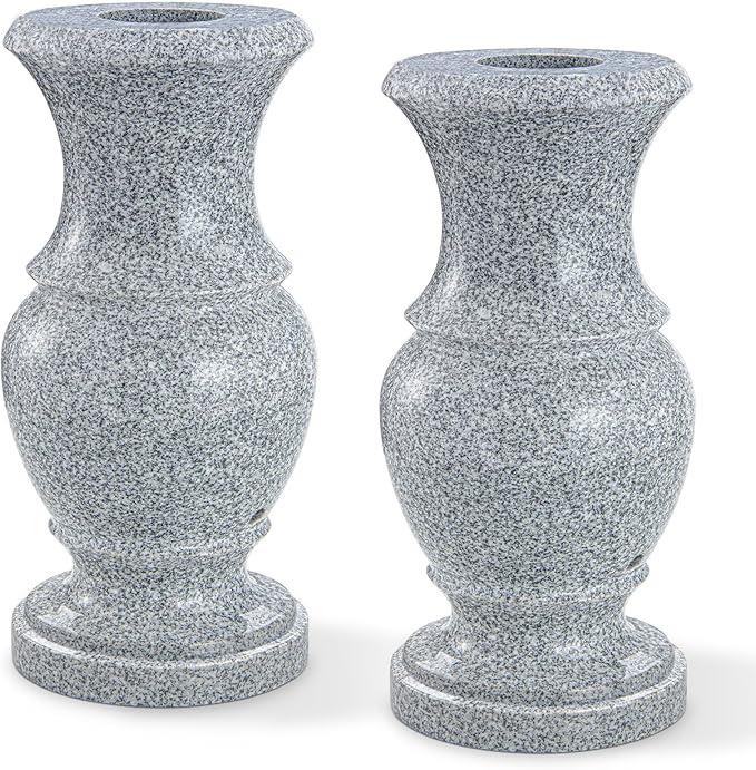 Cemetery Vase, Memorial Flower Vases Flowers Holders with Draining Holes for Home Tabletop, Cemetery Flowers, Memorial Grave Headstone Decorations (2Pcs, 9.8 inches)