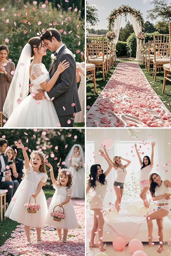 TINGE TIME 200pcs Rose Petals and Fake Roses Artificial Flowers for Wedding Decor, Bridal Shower, Party Decoration - Silk Flower Petals Bulk Pack (Dusty Pink)
