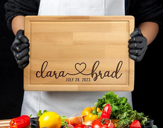 Custom Wedding Gifts for Couples 2025, Personalized Engraved Cutting Board for Couples, Parents, Custom Couple Gift Ideas for Christmas, Wedding, Anniversary, Engagement, Housewarming