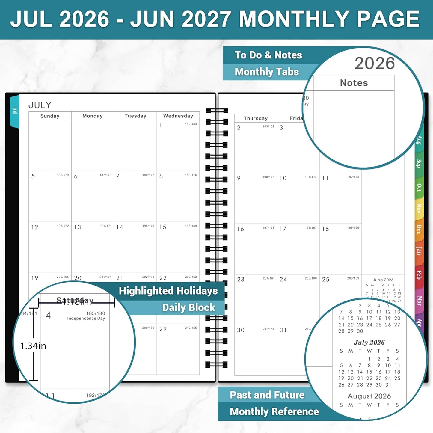 Academic Planner 2026-2027 by [Brand Name] - Weekly & Monthly Layout, 6.3” x 8.4”, Thick Paper, Back Pocket