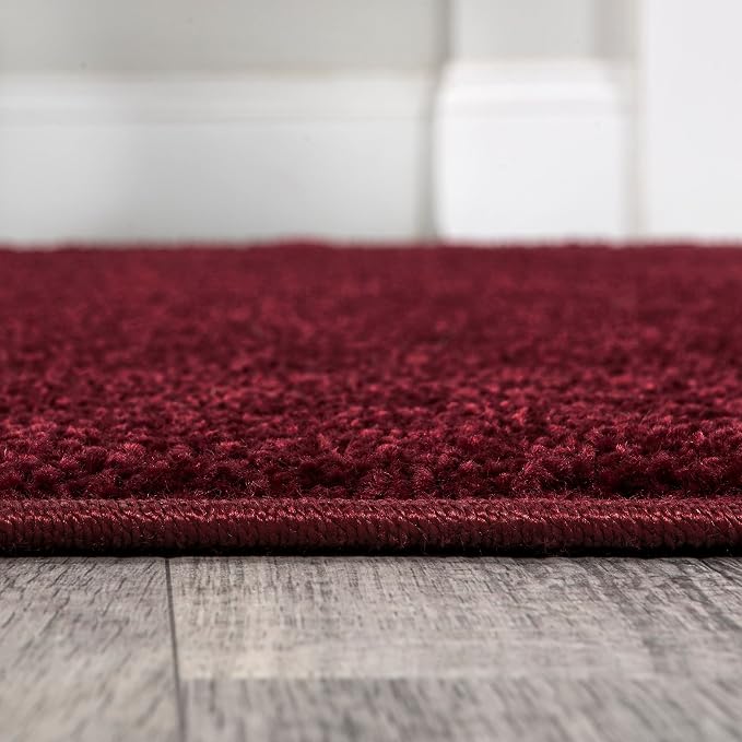 JONATHAN Y Haze Solid Low-Pile Dark Red Indoor Area Rug 6x9, Coastal,Bohemian,Minimalist,Classic, Easy-Cleaning for Living Room,Bedroom,Kitchen,Pet Friendly,Non-Shedding (SEU100Q-6)