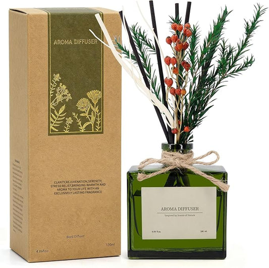 Reed Diffuser, 6.09oz Sweet Berry Scent Diffuser with Sticks & Dried Flowers, 120 Days Long Lasting Reed diffusers for Home, Elegant Fragrance for Bathroom Bedroom Office Decor, Air Fresh