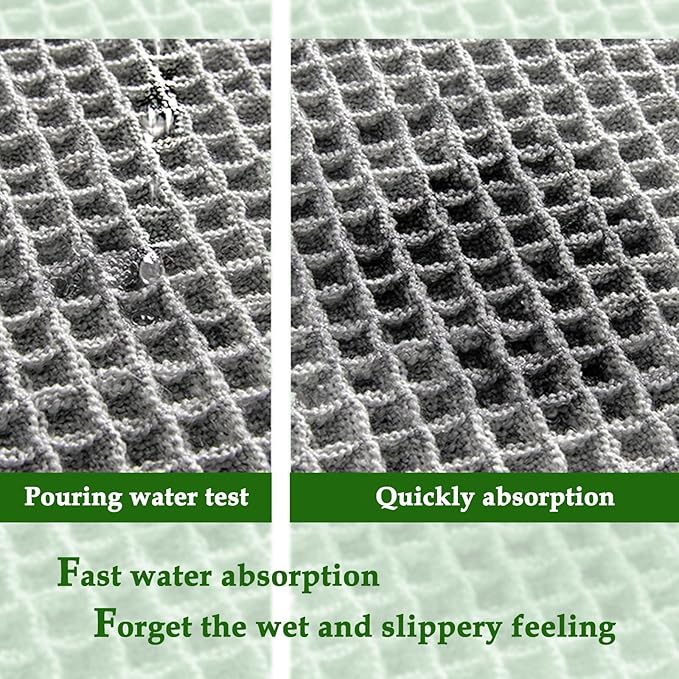 ZALL Grey Waffle Bath Mat,Super Absorbent Non Slip Bathroom Rug,Gray 24x48inch,Machine Washable Ultra Soft Floor Mats