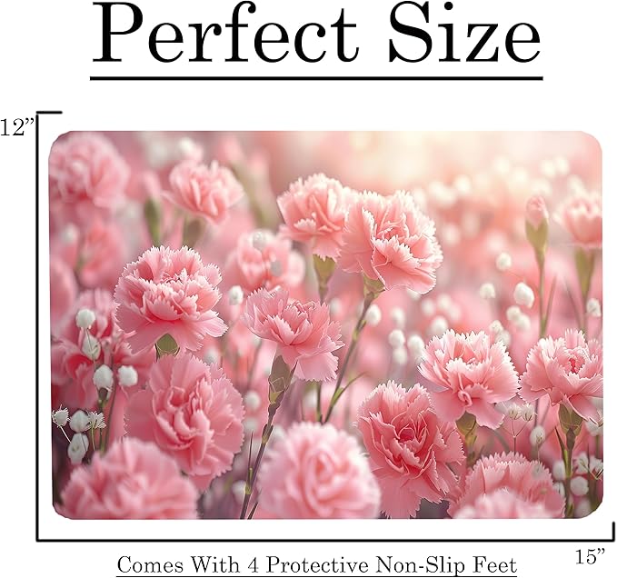 Pink Carnation Floral Pattern Flower Love Kitchen Glass Cutting Board Decorative Valentine's Mother's Day Gift For Her Flowers (Pink Carnation)