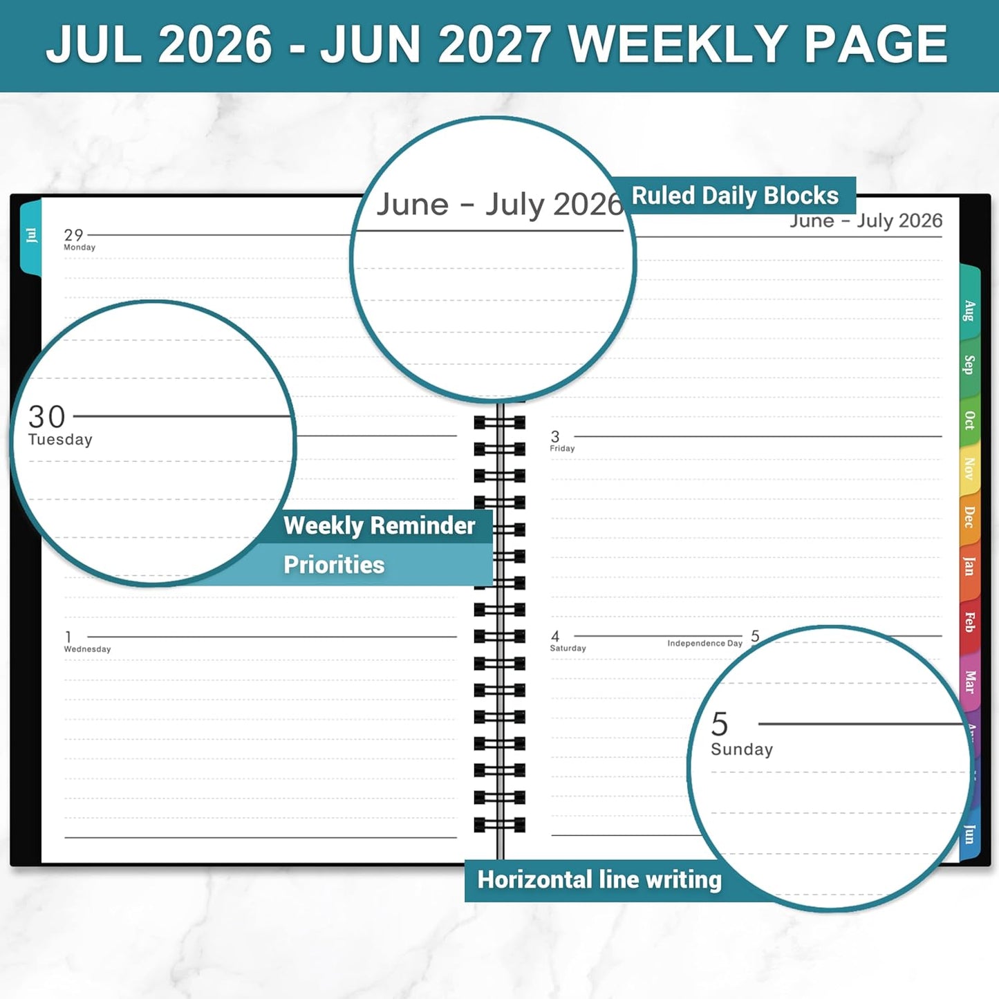 Academic Planner 2026-2027 by [Brand Name] - Weekly & Monthly Layout, 6.3” x 8.4”, Thick Paper, Back Pocket