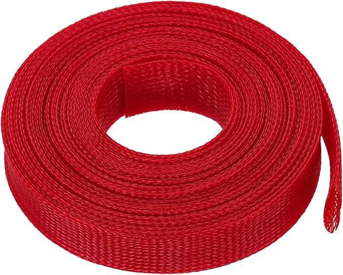 uxcell Expandable Sleeving, 1 1/4-inch 25ft Cable Sleeve, Red