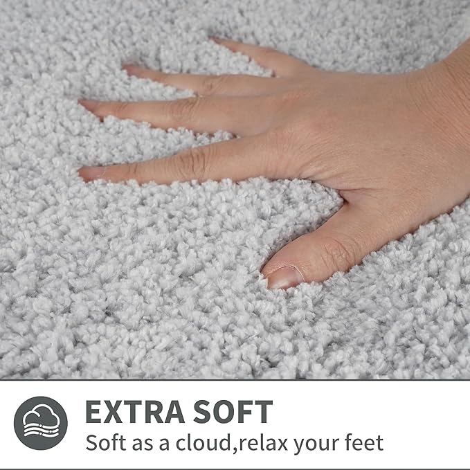 Scalloped Grey Bathroom Rugs Mat,Non Slip Absorbent Quick Dry Bath Mats for Shower Room,Plush Microfiber Bath Mats for Bathroom Floor Washable Carpet for Shower Tub Sink Bedroom,20"x32"