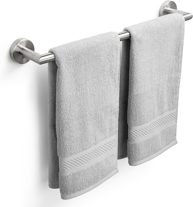 Brushed Nickel Bath Towel Bar 18 Inch Bathroom Towel Rack Wall Mounted Towel Holder Modern Home Decor Towel Rod Bathroom Hardware Silver Towel Hanger Towel Rail Towel Shelf Single Bar Brushed Finished